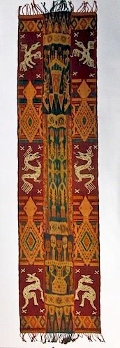 Long Sumba Ikat Panel with Shell Designs: 96" x 22"
