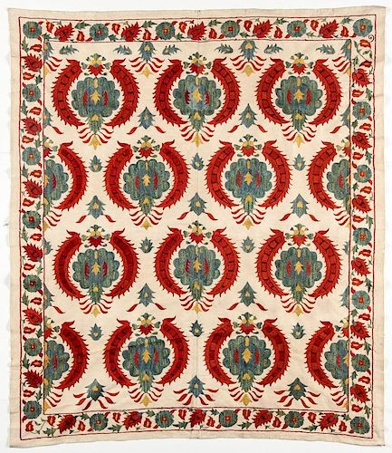 Central Asian Suzani: 46" x 54" (117 x 137 cm)