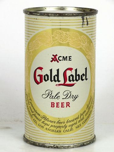 1954 Acme Gold Label Beer 12oz Flat Top Can 28-32 San Francisco, California