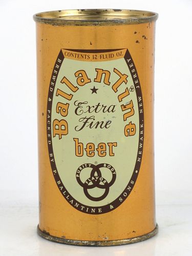 1958 Ballantine Extra Fine Beer 12oz Flat Top Can 33-39.1 Newark, New Jersey
