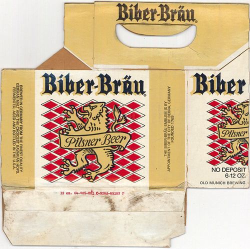 1968 Biber-Brau Beer (bottles) Six Pack Bottle Carrier Hialeah, Florida