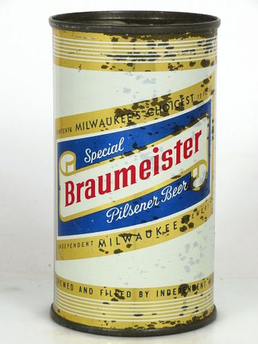 1960 Braumeister Pilsener Beer 12oz Flat Top Can 41-15 Milwaukee, Wisconsin