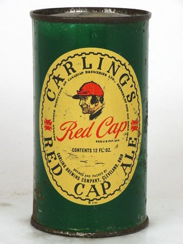 1950 Carling's Red Cap Ale 12oz Flat Top Can 119-15 Cleveland, Ohio