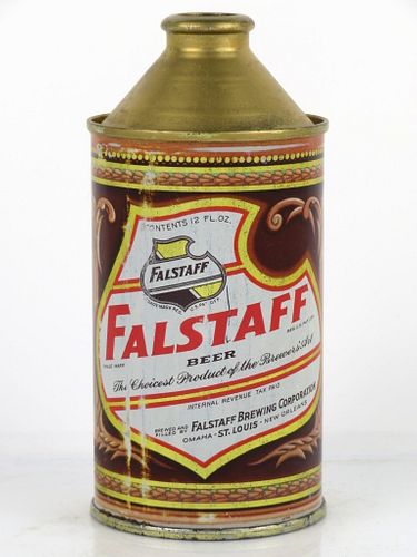 1947 Falstaff Beer 12oz Cone Top Can 161-25 Saint Louis, Missouri
