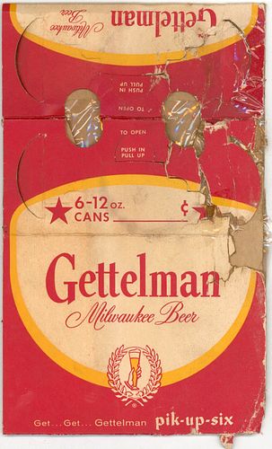 1940 Gettelman Milwaukee Beer Six Pack Can Carrier Milwaukee, Wisconsin