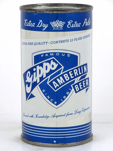 1961 Gipps Amberlin Beer 12oz Flat Top Can 69-40 Chicago, Illinois