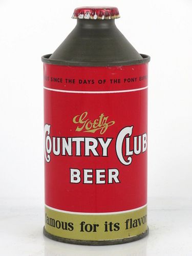 1953 Goetz Country Club Beer 12oz Cone Top Can 165-19 St. Joseph, Missouri