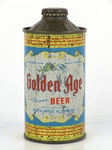 1937 Golden Age Premium Beer 12oz Cone Top Can 166-17 Spokane, Washington