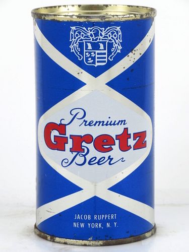 1960 Gretz Premium Beer 12oz Flat Top Can 74-33 New York, New York