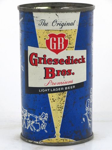 1956 Griesedieck Bros. Light Lager Beer (Egyptian Blue) 12oz Flat Top Can 76-16 Saint Louis, Missouri
