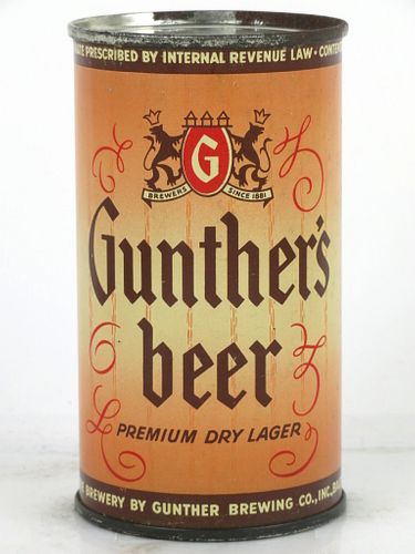 1946 Gunther's Beer 12oz Flat Top Can 78-22 Baltimore, Maryland