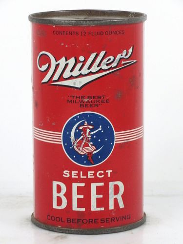1939 Miller Select Beer 12oz Flat Top Can OI-531 Milwaukee, Wisconsin