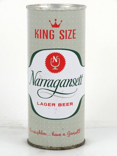1966 Narragansett Lager Beer 16oz One Pint Tab Top Can T157-13v Cranston, Rhode Island
