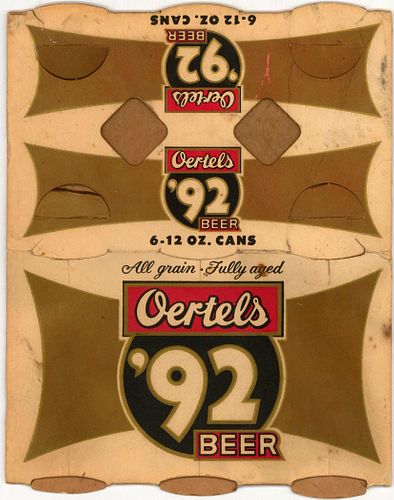 1957 Oertel's 92 Beer Six Pack Can Carrier Louisville, Kentucky