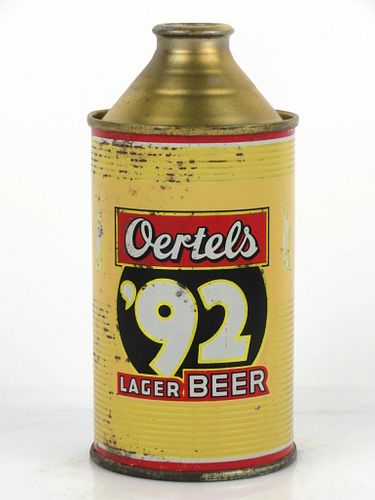 1953 Oertels '92 Lager Beer 12oz Cone Top Can 175-23 Louisville, Kentucky