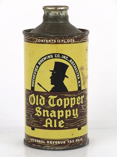 1937 Old Topper Snappy Ale 12oz Cone Top Can 178-06 Rochester, New York