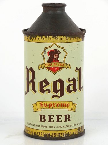 1952 Regal Supreme Beer 12oz Cone Top Can 181-15V Duluth, Minnesota