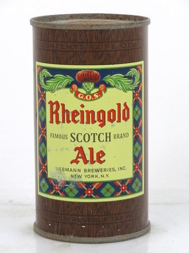1949 Rheingold Scotch Ale 12oz Flat Top Can 123-25V2 New York (Brooklyn), New York