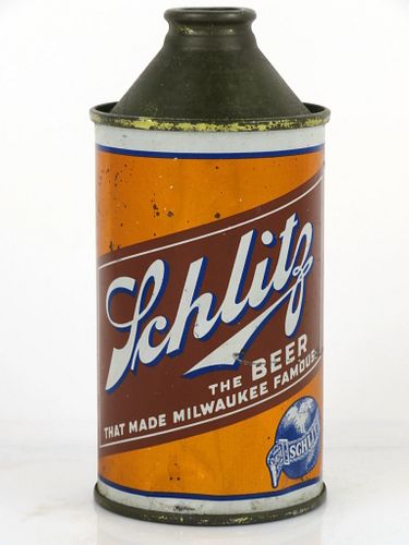 1939 Schlitz Beer 12oz Cone Top Can 183-28.2 Milwaukee, Wisconsin