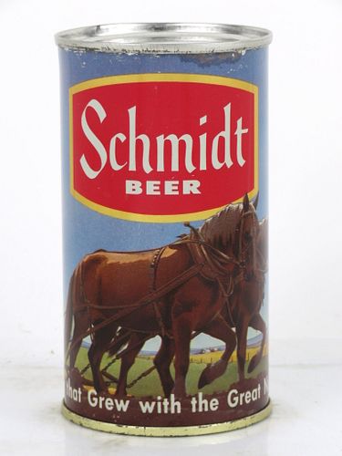 1954 Schmidt Beer "Plow Horses" 12oz Flat Top Can 130-22.1 Saint Paul, Minnesota
