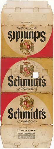 1960 Schmidt's Beer (12oz cans) Six-pack Holder Norristown, Pennsylvania