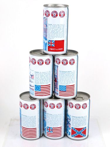 1976 Set of 6 Iron City Beer Flags of America 12oz Tab Top Can T79-22 Pittsburgh, Pennsylvania