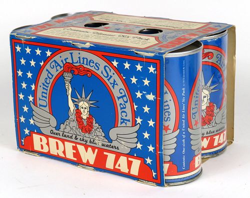 1973 United Air Lines Brew 747 Six Pack Can Carrier