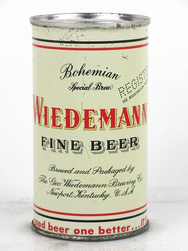 1958 Wiedemann Fine Beer 12oz Flat Top Can 145-32 Newport, Kentucky