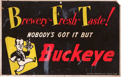 1940 Buckeye Beer Easel-Back Sign Sign Toledo, Ohio
