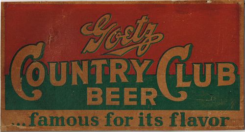 1940 Goetz Country Club Beer Cardboard Case Panel St. Joseph, Missouri