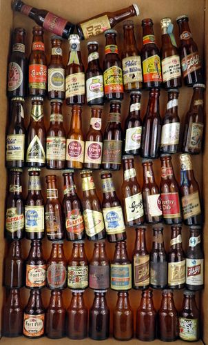1950 Lot of 51 Beer Mini Bottles Blatz Esslinger Falstaff Goetz