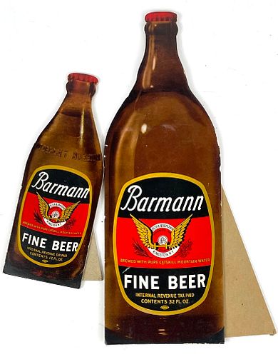 1936 Lot of TWO Barmann Fine Beer back bar easel back signs Kingston, New York