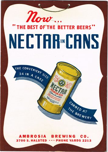 1947 Nectar Premium Beer Sign Chicago, Illinois
