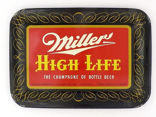 1952 Miller High Life Beer Tip Tray Milwaukee, Wisconsin
