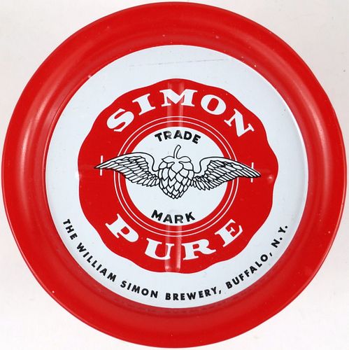 1960 Simon Pure Beer Tin 3½ inch Tin Coaster NY-SP-11 Buffalo, New York