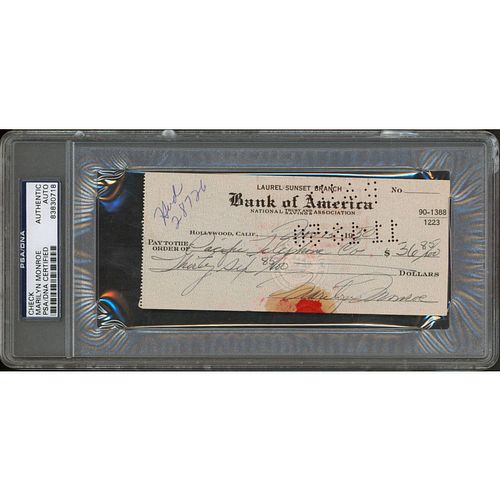 Marilyn Monroe Signed Check From 1950 (PSA)