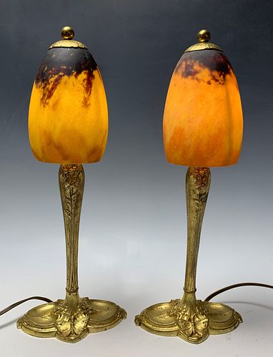 Charles Ranc & Daum Nancy Pair Boudoir Lamps
