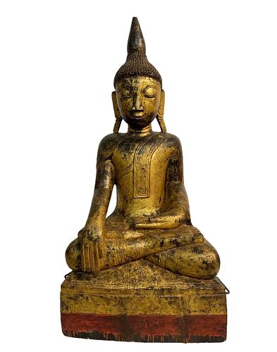 Antique Gilt Wooden Buddha Statue