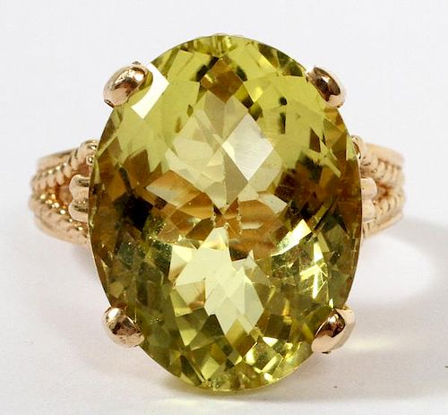 20CT CITRINE AND 14KT GOLD RING