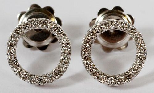 0.50CT DIAMOND AND 14KT WHITE GOLD CIRCLE EARRINGS