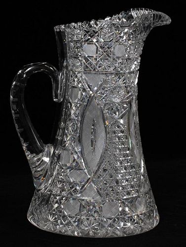 AMERICAN FINELY CUT GLASS WATER PITCHER C1900