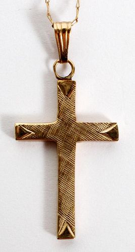 14KT YELLOW GOLD CROSS NECKLACE TW. 1.2GR.