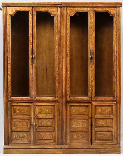 WALNUT DISPLAY BOOKCASE CABINETS TWO
