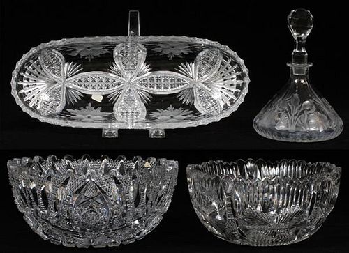 LIBBEY CUT CRYSTAL BOWLS CELERY TRAY & COLOGNE