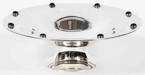 LOW SILVER PLATE COMPOTE W/ JEWELS