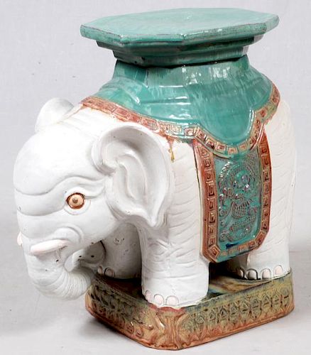 CHINESE PAINTED POTTERY ELEPHANT GARDEN SEAT