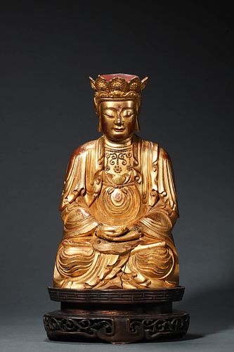 Ming: A Gilt Wooden Bodhisattva Statue
