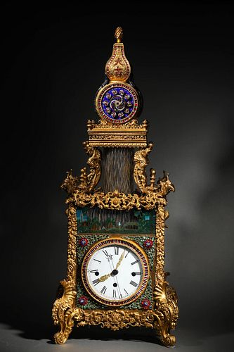 A Gilt Bronze Cum Semi Precious Stones Table Clock