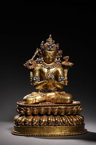 Ming: A Gilt Bronze Seated Buddha Statue