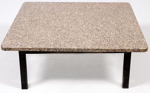 INDUSTRIAL STYLE METAL AND GRANITE COFFEE TABLE